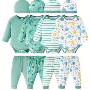 Baby Boys Happy Outfit Pregnant Women's Gifts - Solid Color & Starry Sky & Strip